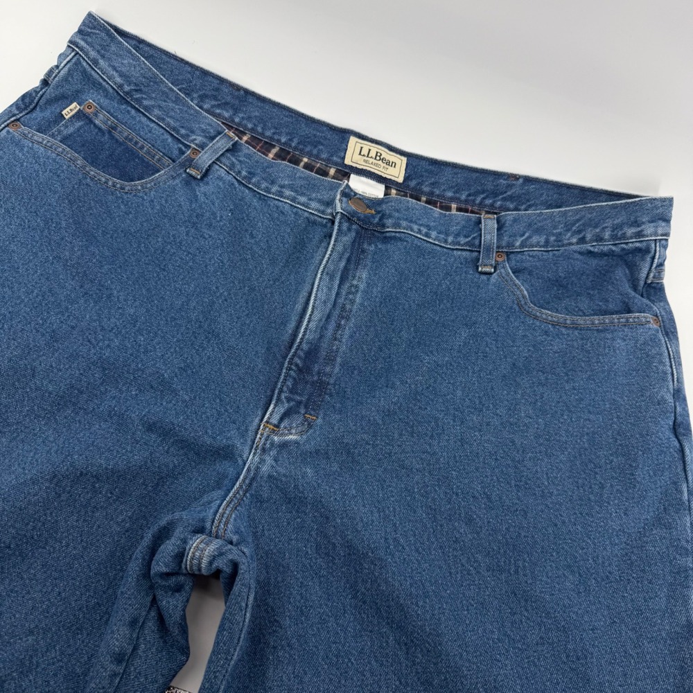 L.L. Bean Flannel‎ Lined Jeans Mens 46x30 Blue Relaxed Fit Denim Pants 0JW80